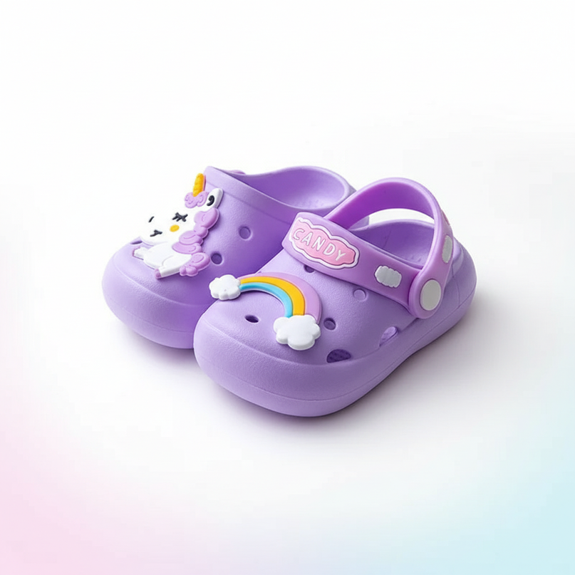 unicorn candy slippers - white-bg