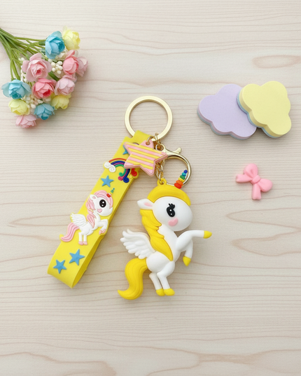 unicorn car keychain - flat-lay