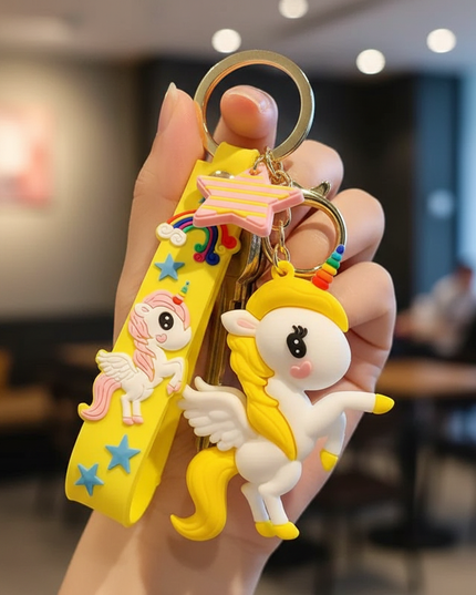 unicorn car keychain - in-use