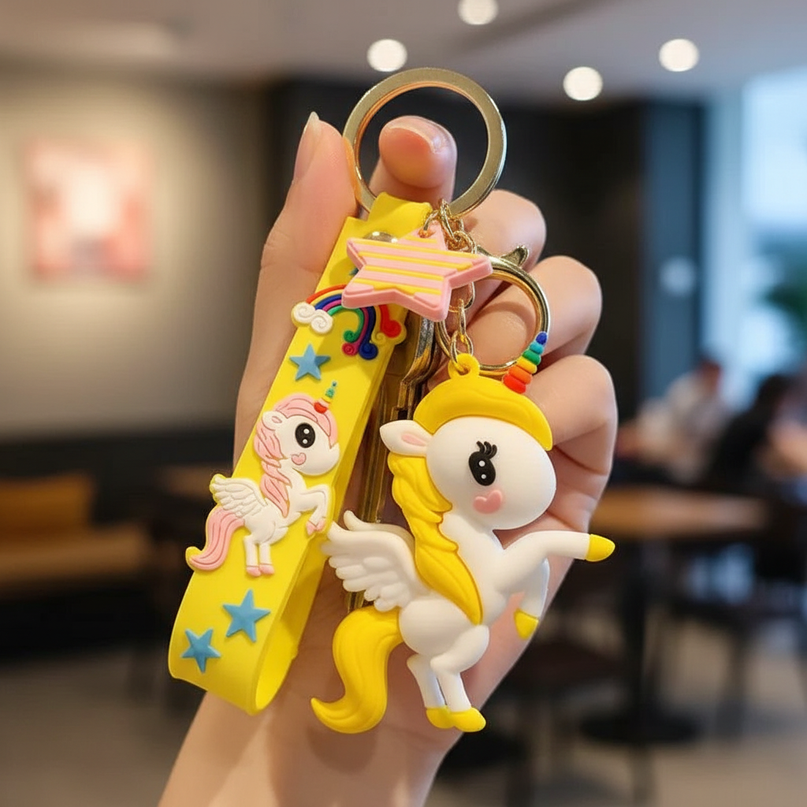 unicorn car keychain - in-use