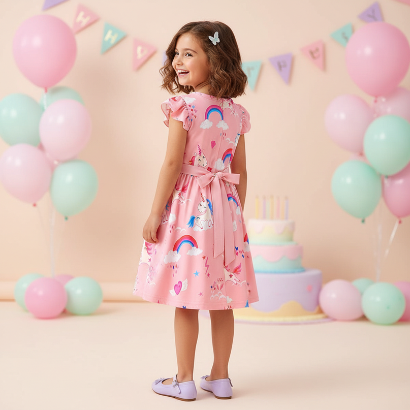 unicorn cartoon dress with bag - back