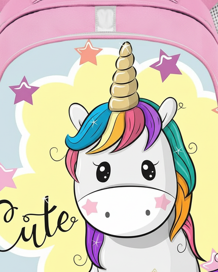 unicorn cartoon print backpack - detail