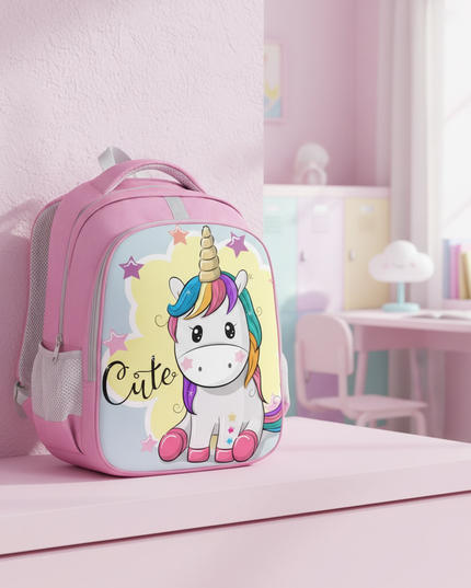 unicorn cartoon print backpack - lifestyle