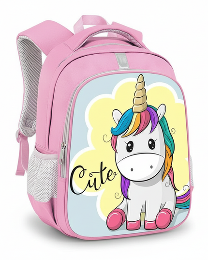 unicorn cartoon print backpack - white-bg