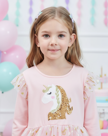 unicorn cartoon print dress - detail