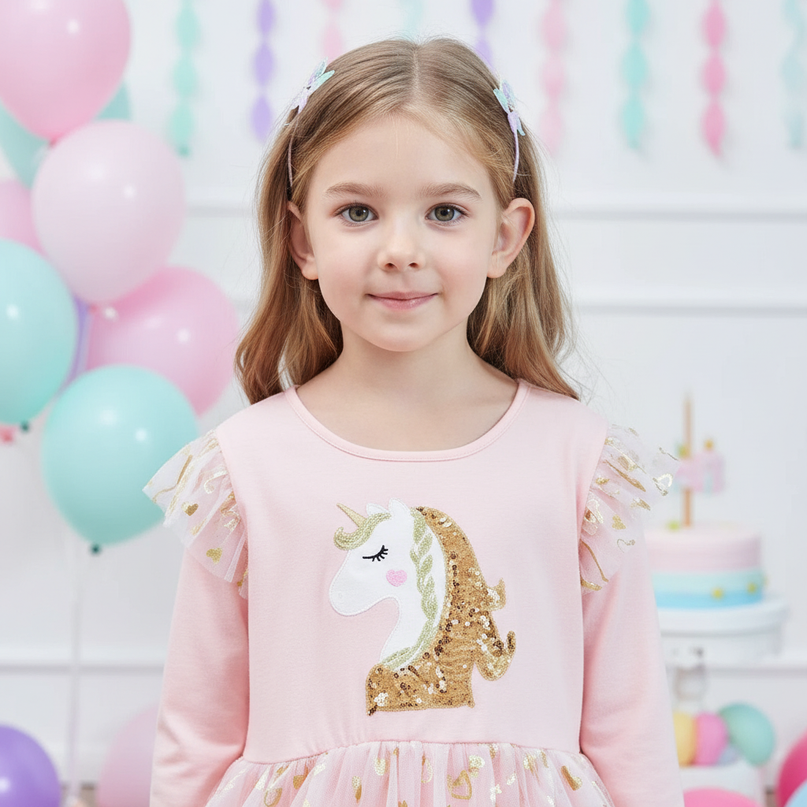 unicorn cartoon print dress - detail