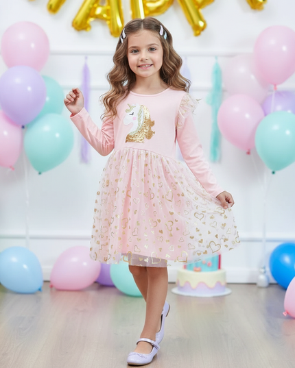 unicorn cartoon print dress - front