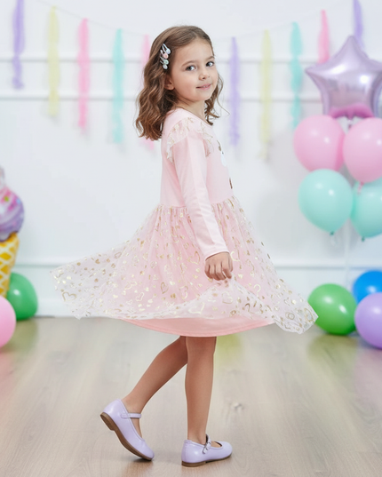 unicorn cartoon print dress - three-quarter