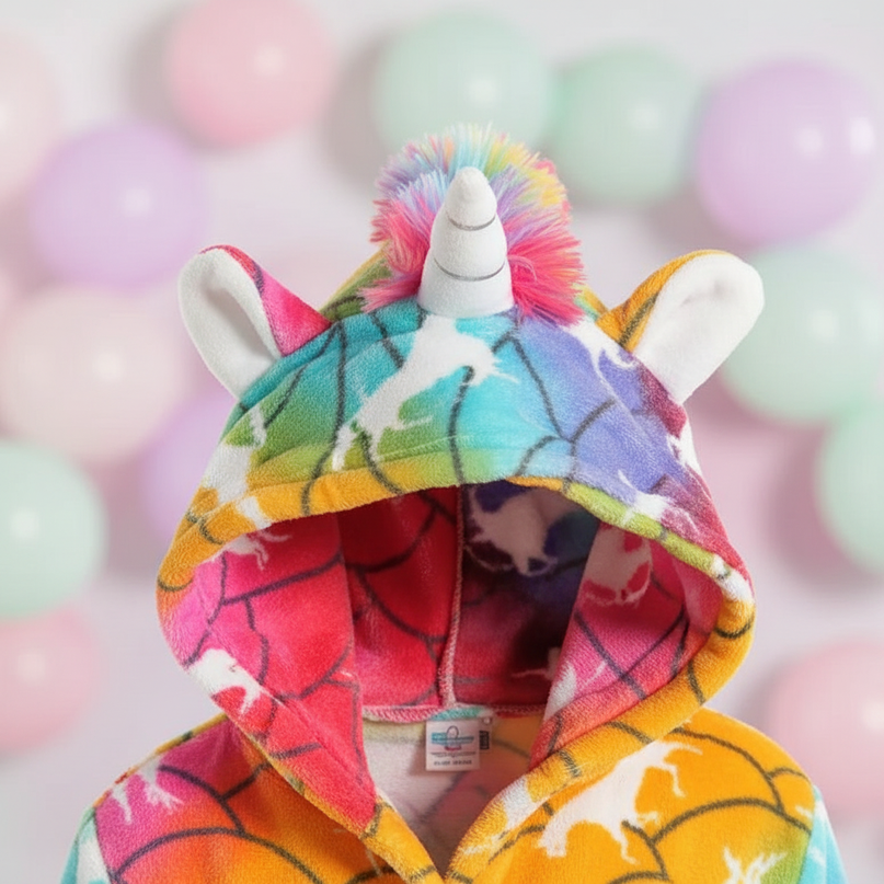 unicorn cartoon robe - detail