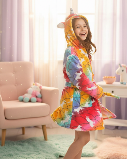 unicorn cartoon robe - in-use