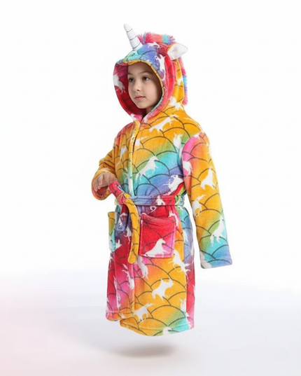 unicorn cartoon robe - white-bg