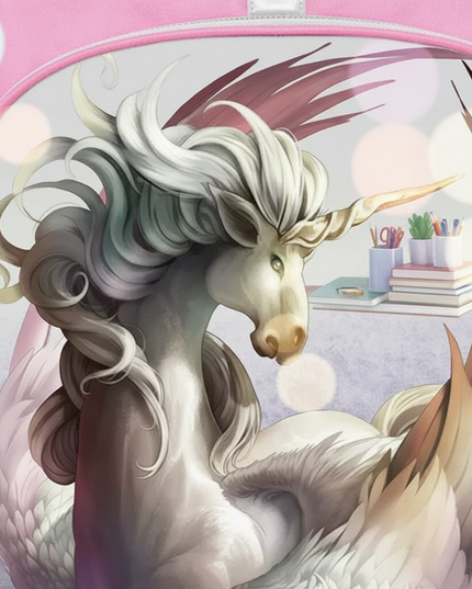 unicorn cartoon school backpack - detail