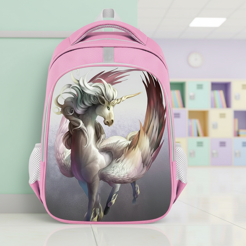 unicorn cartoon school backpack - lifestyle