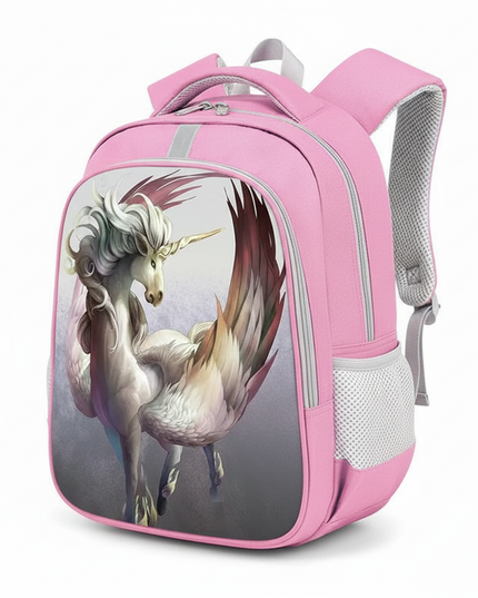 unicorn cartoon school backpack - white-bg