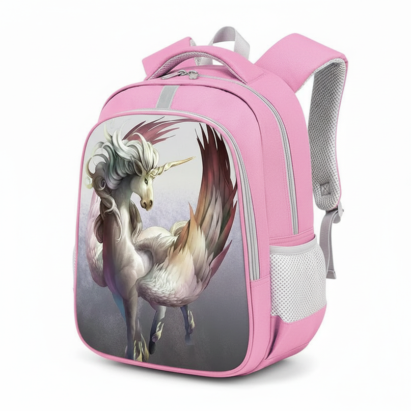unicorn cartoon school backpack - white-bg