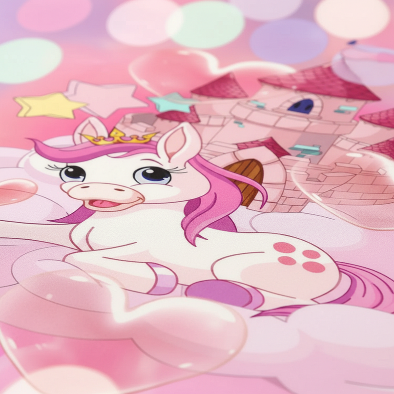 unicorn castle bed sheet set - detail