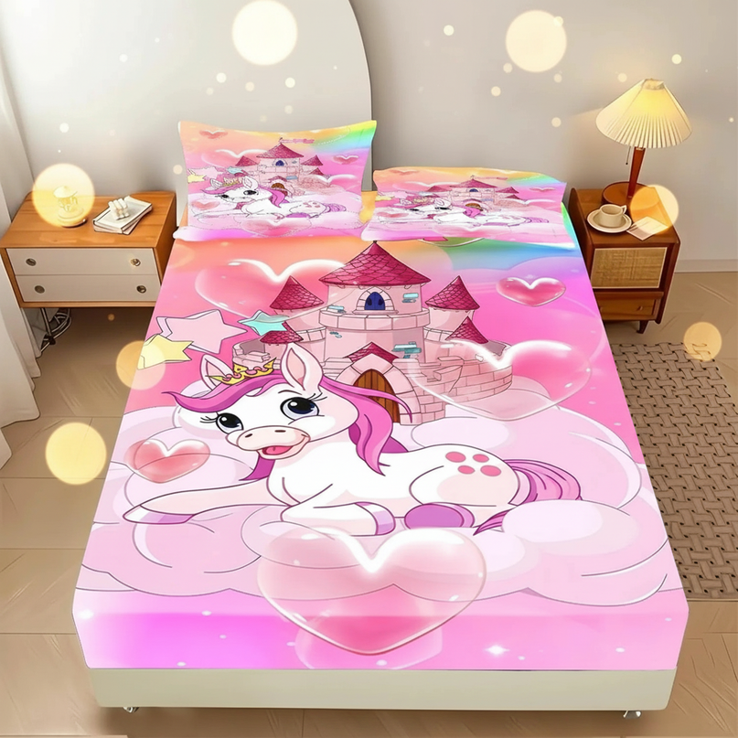 unicorn castle bed sheet set - lifestyle