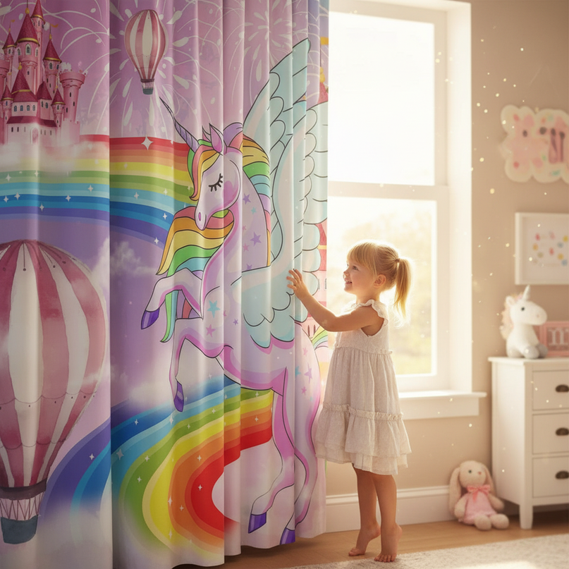unicorn castle curtains - in-use