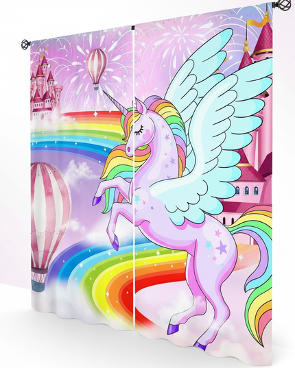 unicorn castle curtains - white-bg