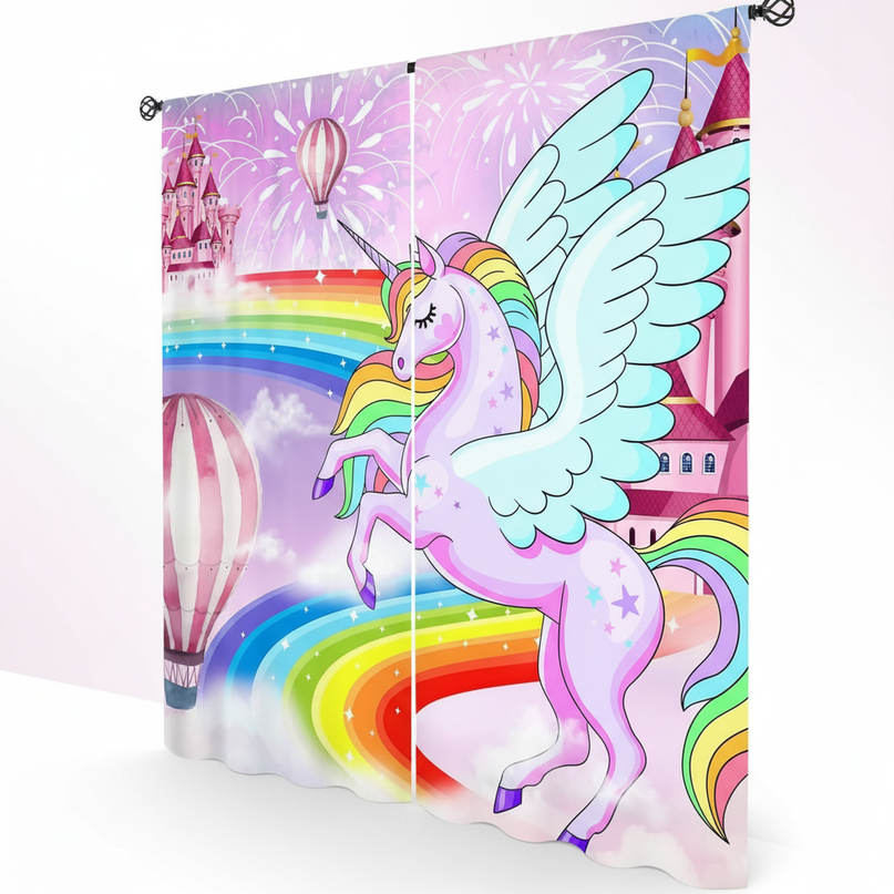 unicorn castle curtains - white-bg