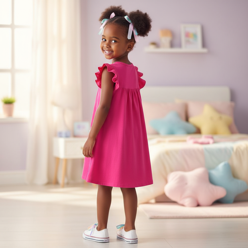 unicorn casual ruffle dress girls - back