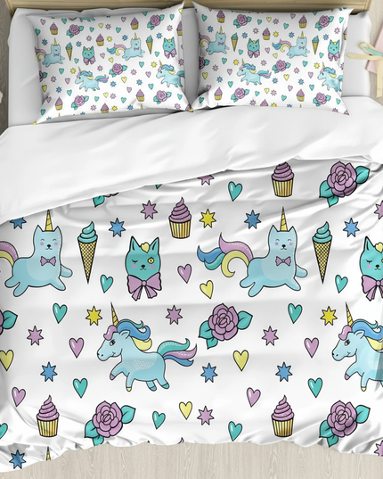 unicorn cat bedding - flat-lay