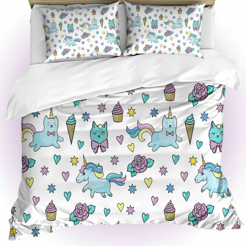 unicorn cat bedding - white-bg