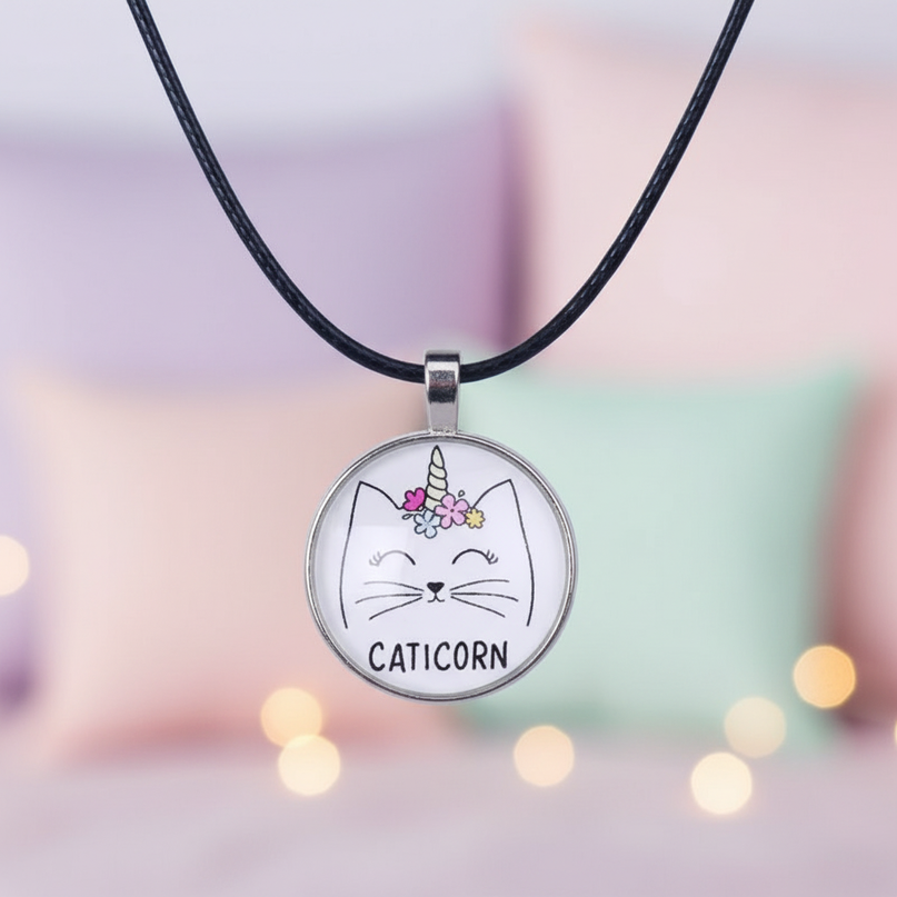 unicorn cat necklace - lifestyle