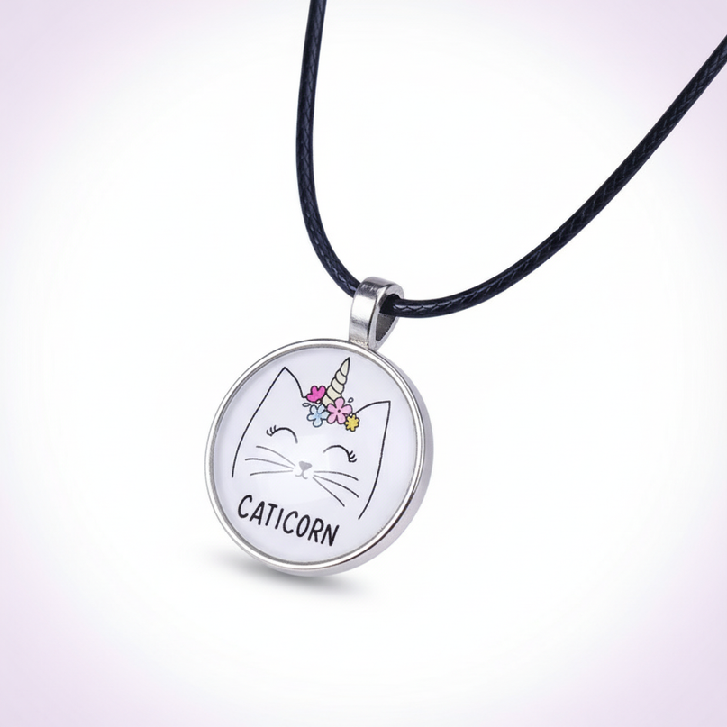 unicorn cat necklace - white-bg