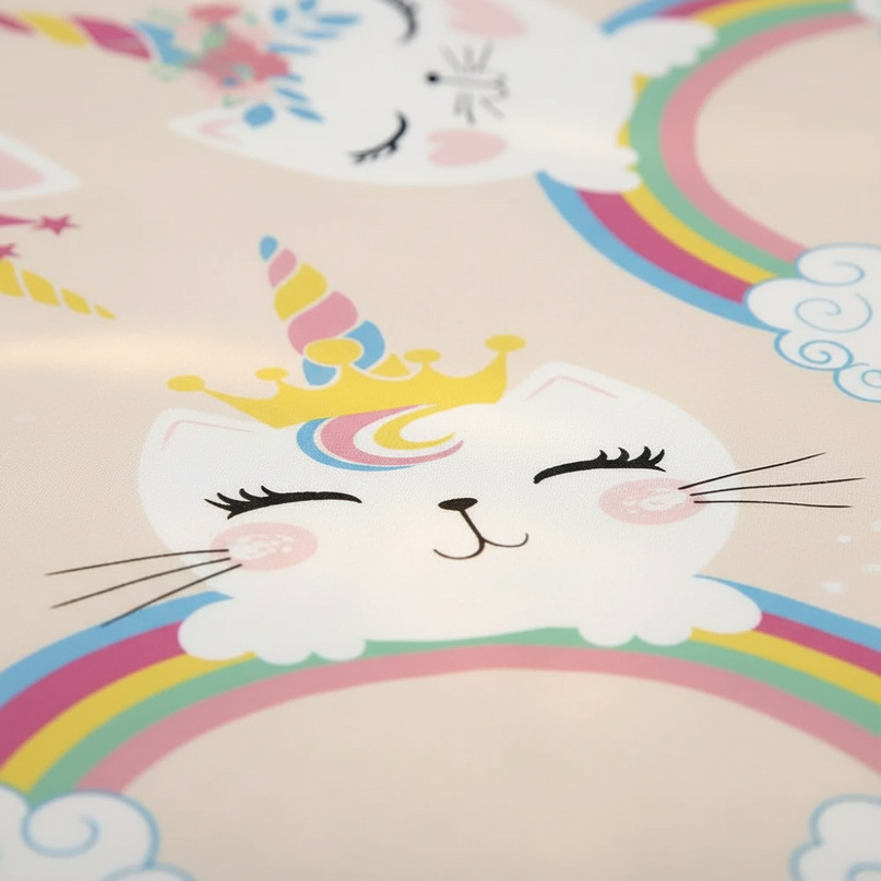unicorn cat rainbow bedding - detail