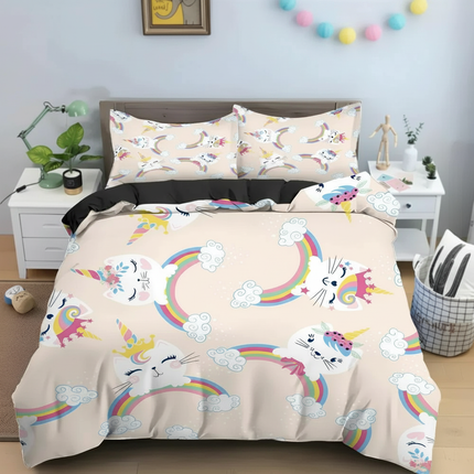 unicorn cat rainbow bedding - lifestyle