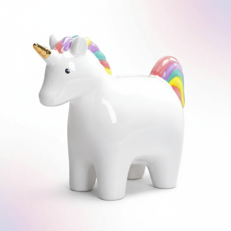 unicorn ceramic piggy bank - white-bg