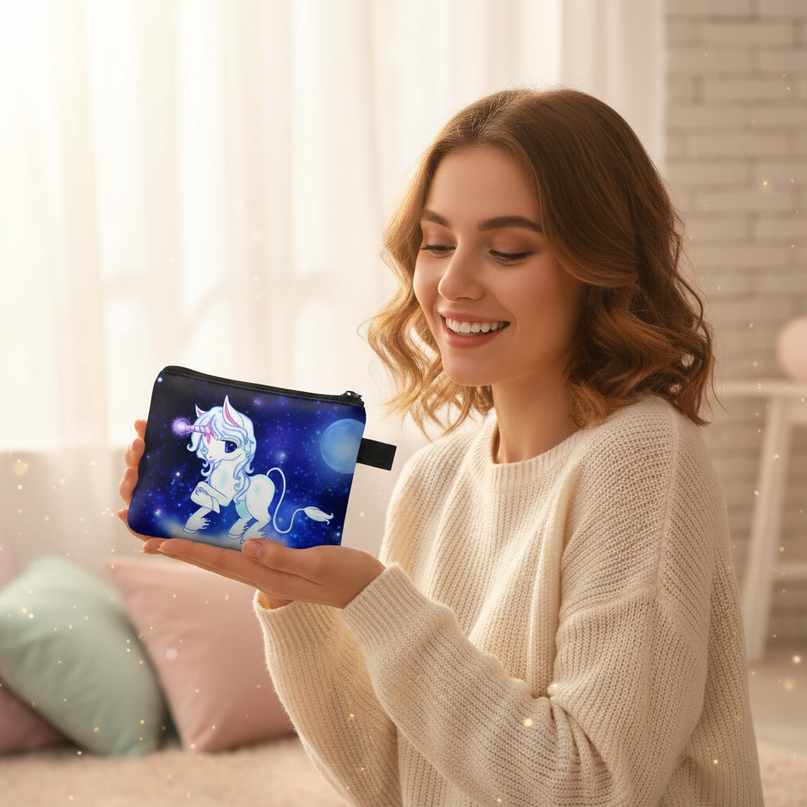 unicorn change purse - in-use