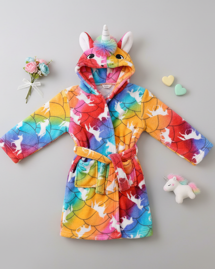 unicorn character robe - flat-lay