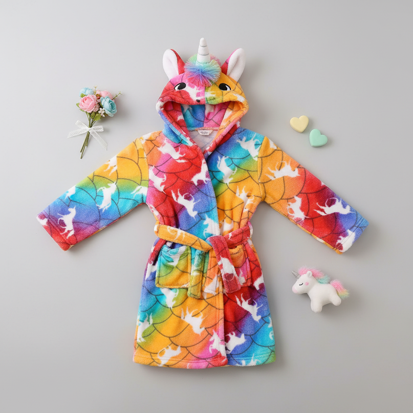 unicorn character robe - flat-lay