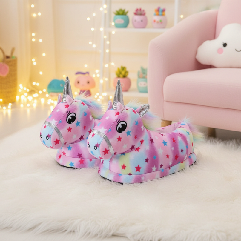 unicorn character slippers - lifestyle