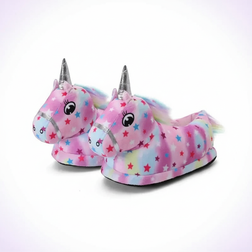 unicorn character slippers - white-bg