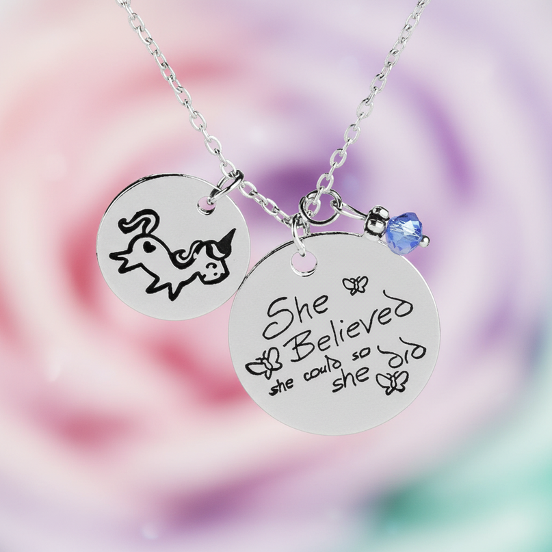 unicorn charm necklace - detail