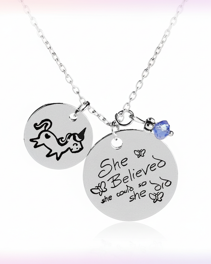 unicorn charm necklace - white-bg