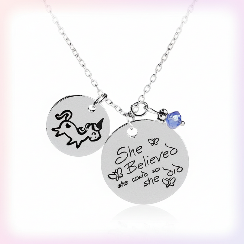 unicorn charm necklace - white-bg