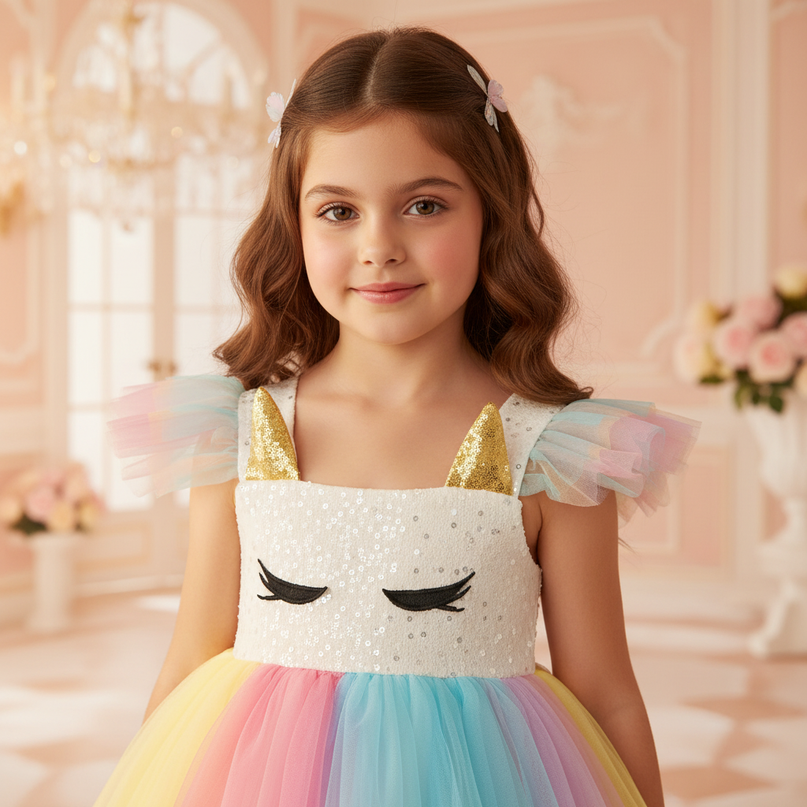 unicorn christmas dress - detail