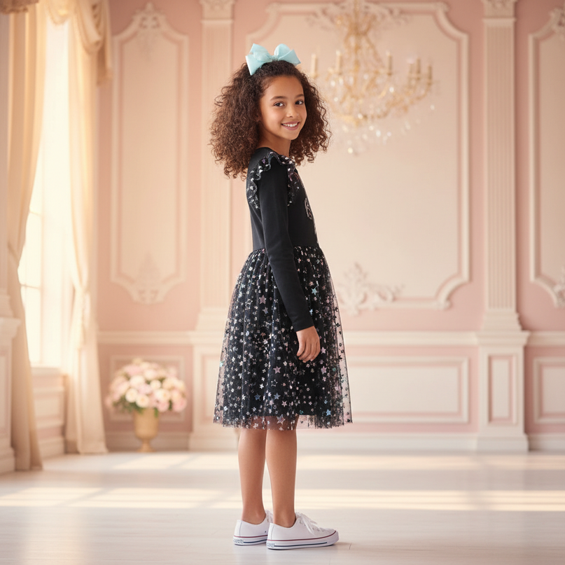 unicorn christmas dress girls - back