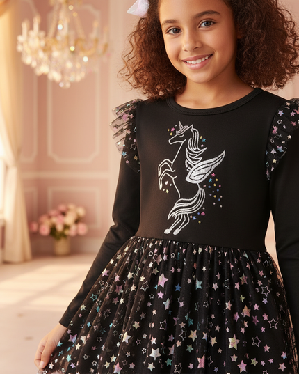 unicorn christmas dress girls - detail