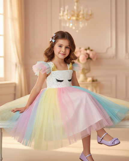 unicorn christmas dress - sitting