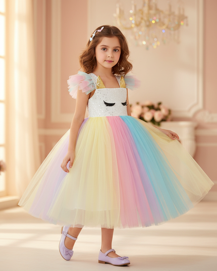 unicorn christmas dress - three-quarter
