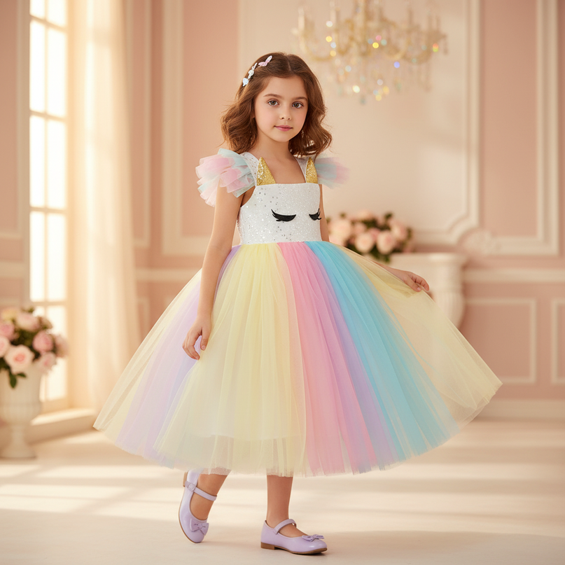unicorn christmas dress - three-quarter
