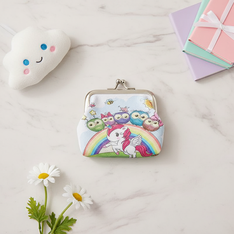 unicorn clasp purse - flat-lay