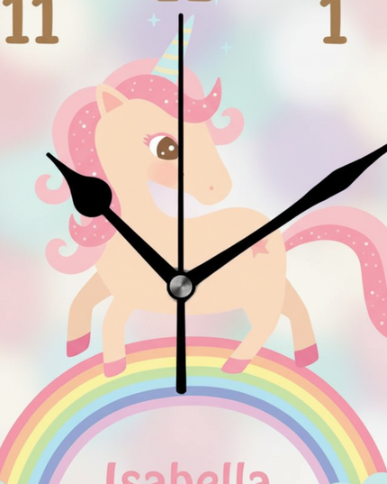 unicorn clock for girls bedroom - detail