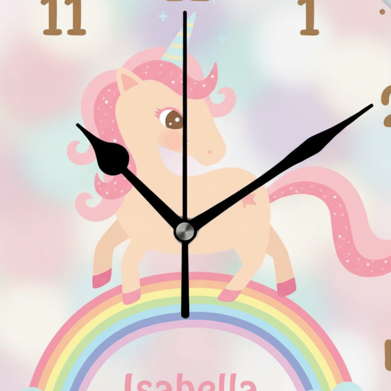 unicorn clock for girls bedroom - detail
