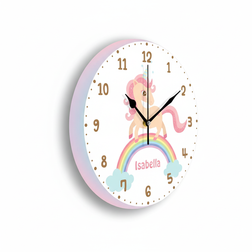 unicorn clock for girls bedroom - white-bg